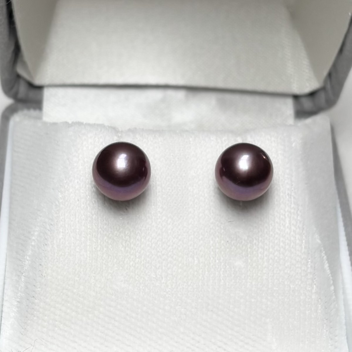 淡水真珠 パールピアス 8.5-9mm  パープル オフラウンド PT900