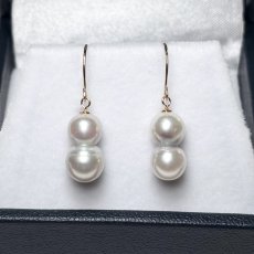 画像2: アコヤ真珠 ツインパールピアス イヤリング 6-7mm ナチュラルグレー 無調色 K18YG K14WG SV925ゴールド加工 明治神宮奉献品 (2)