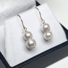 画像3: アコヤ真珠 ツインパールピアス イヤリング 6-7mm ナチュラルグレー 無調色 K18YG K14WG SV925ゴールド加工 明治神宮奉献品 (3)