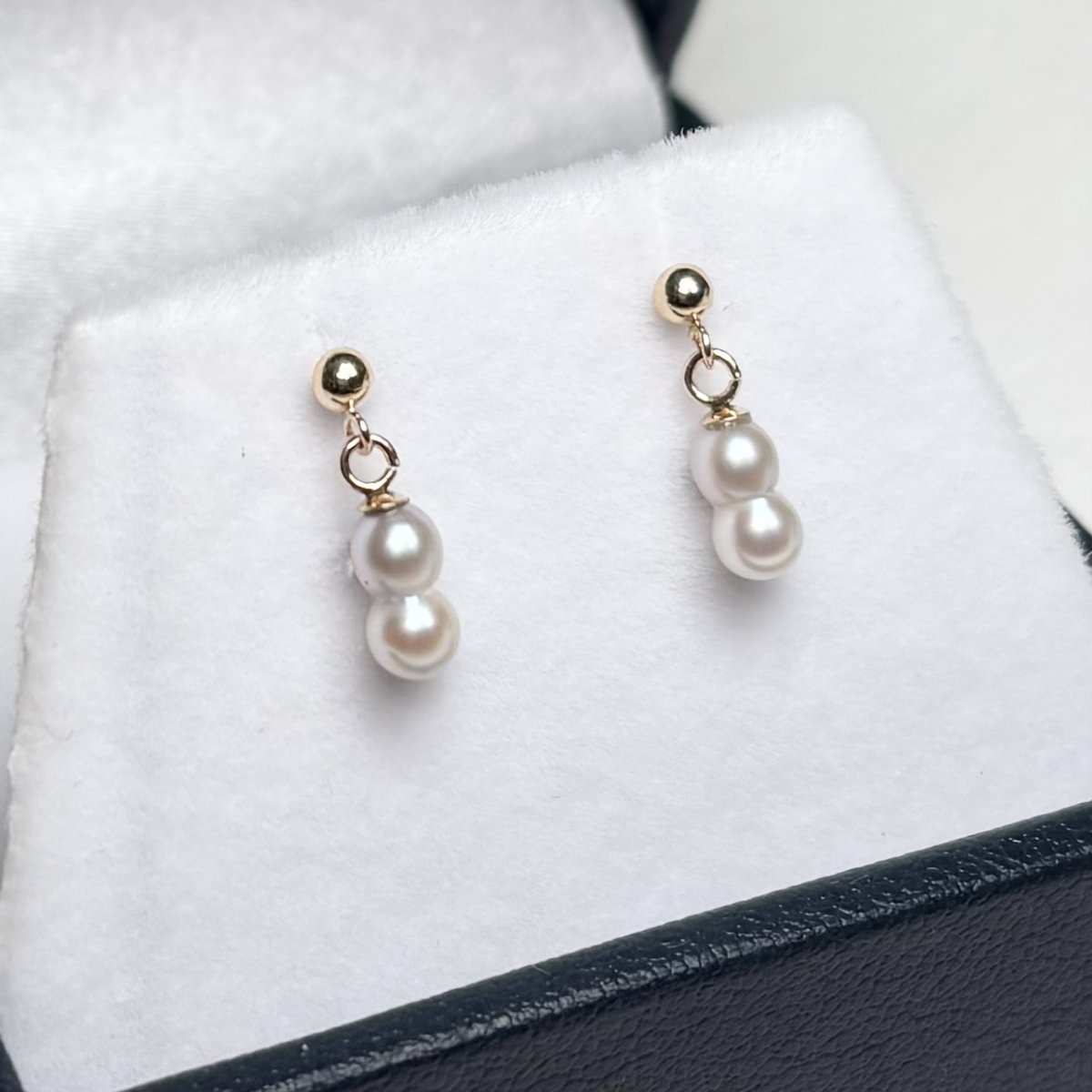 画像3: アコヤ真珠 ツインパールピアス イヤリング 3-4mm ホワイト クリーム ナチュラルグレー K10YG SV925製 直結ピアス (3)