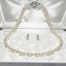 アコヤ真珠 パールネックレスセット(イヤリング/ピアス)  7-7.5mm ホワイト 42cm