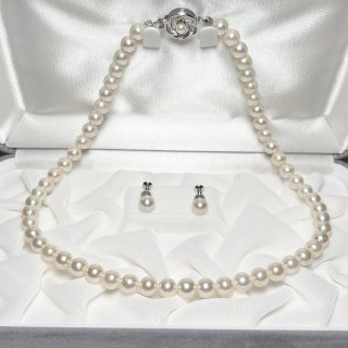 あこや本真珠 ネックレスセット イヤリング ピアス 7.0-7.5mm ホワイト