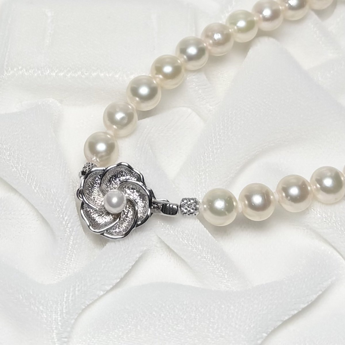 アコヤ真珠 パールネックレスセット(イヤリング/ピアス)  7-7.5mm ホワイト 42cm