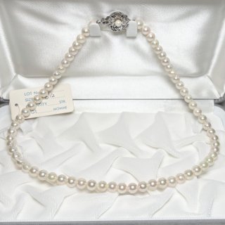 アコヤ真珠 パールネックレス ホワイト 6-6.5mm ラウンド 約42cm GIA