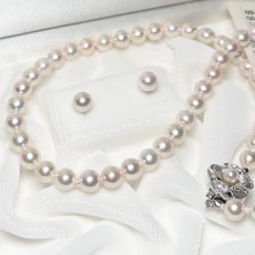 画像4: アコヤ真珠 パールネックレスセット(イヤリング/ピアス)  6-6.5mm ホワイト 45cm SV750 PT900 GIA宝石鑑定士保証書 パールクロス付　 (4)