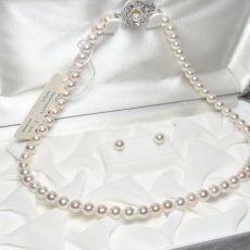 画像2: アコヤ真珠 パールネックレスセット(イヤリング/ピアス)  6-6.5mm ホワイト 45cm SV750 PT900 GIA宝石鑑定士保証書 パールクロス付　 (2)