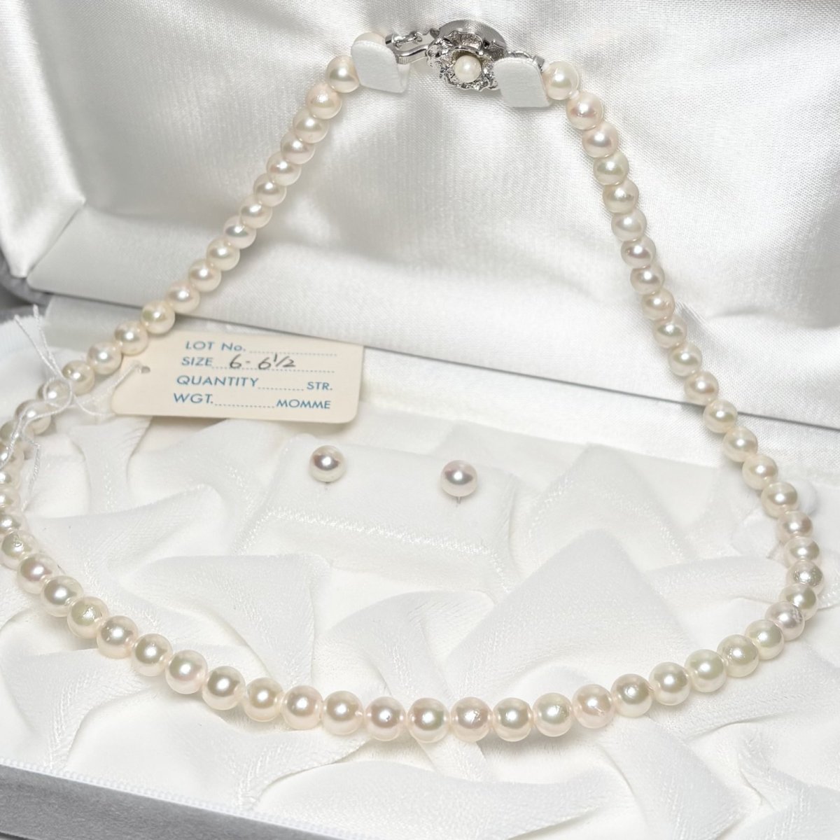 画像3: アコヤ真珠 パールネックレスセット(イヤリング/ピアス) 6-6.5mm ホワイト 45cm SV750 PT900 GIA宝石鑑定士保証書 パールクロス付　 (3)