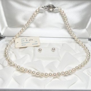 あこや本真珠 ネックレスセット イヤリング ピアス 7-7.5mm ホワイト
