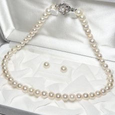 アコヤ真珠 パールネックレスセット(ピアス/イヤリング) 7.5-8.0mm ホワイト 42cｍ 