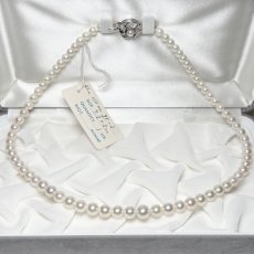 画像1: アコヤ真珠 パールネックレス グラデーション 5-7.5mm ホワイト 約45cm  GIA宝石鑑定士保証書 (1)