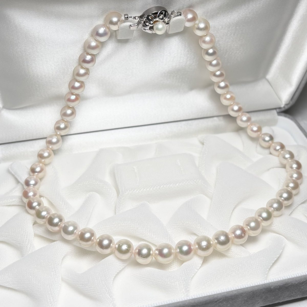 アコヤ真珠 パールネックレス 8-8.5mm ホワイト ラウンド 42cm GIA宝石鑑定士保証書