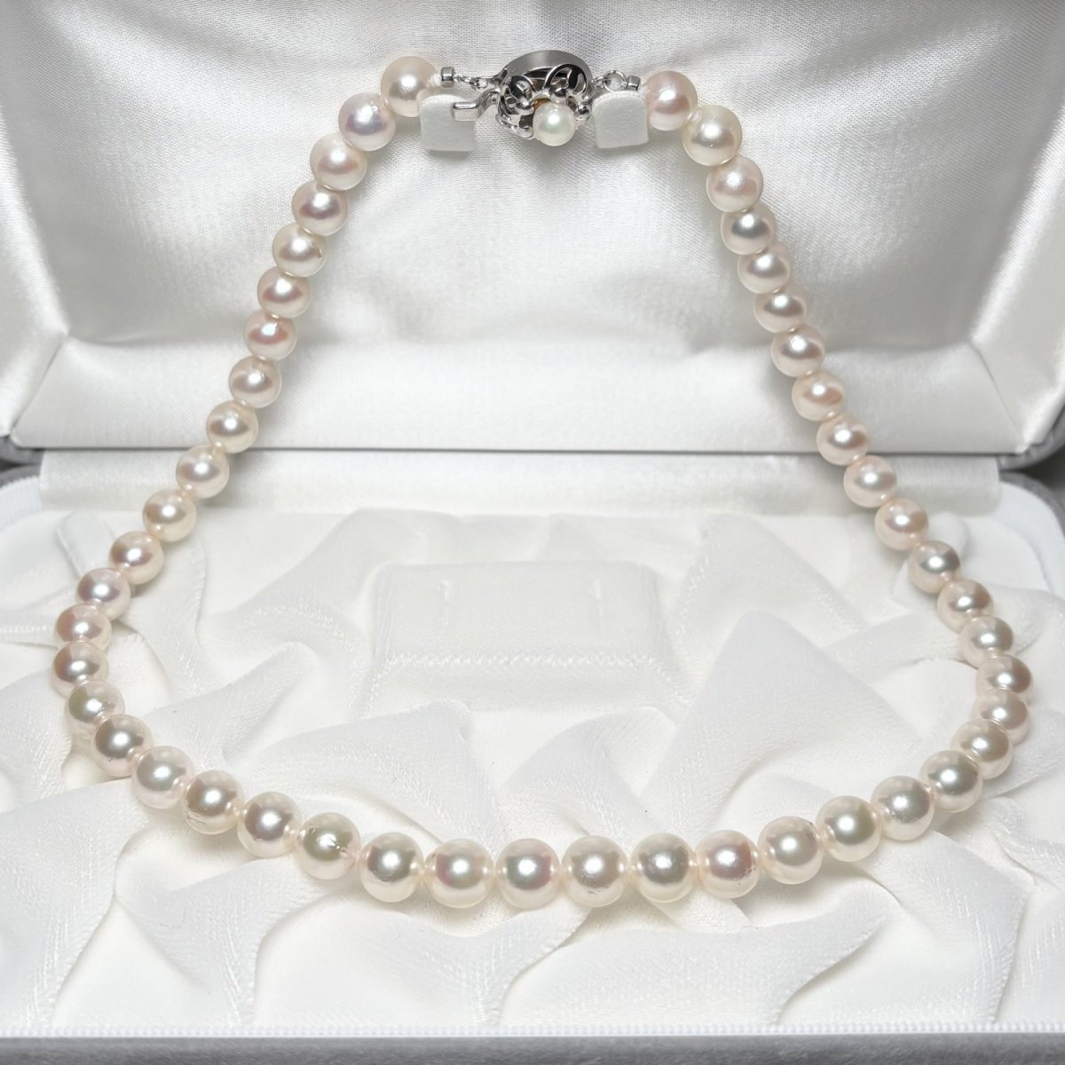 アコヤ真珠 パールネックレス 8-8.5mm ホワイト ラウンド 42cm GIA宝石鑑定士保証書