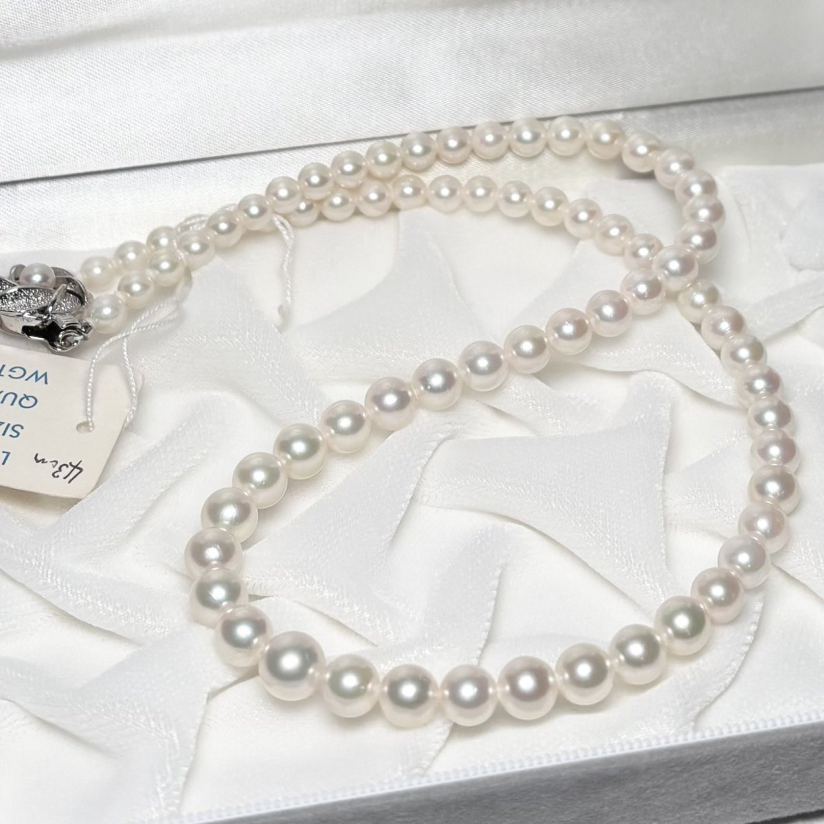 画像2: アコヤ真珠 パールネックレス グラデーション 5-7.5mm ホワイト 約45cm  GIA宝石鑑定士保証書 (2)