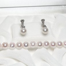 アコヤ真珠 パールネックレスセット(イヤリング/ピアス) 6.5-7mm ホワイト 42cm