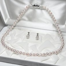 アコヤ真珠 パールネックレスセット(イヤリング/ピアス) 6.5-7mm ホワイト 42cm