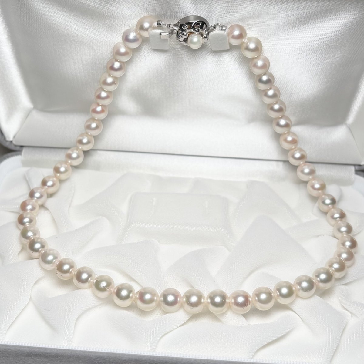 アコヤ真珠 パールネックレス 8-8.5mm ホワイト ラウンド 42cm GIA宝石鑑定士保証書