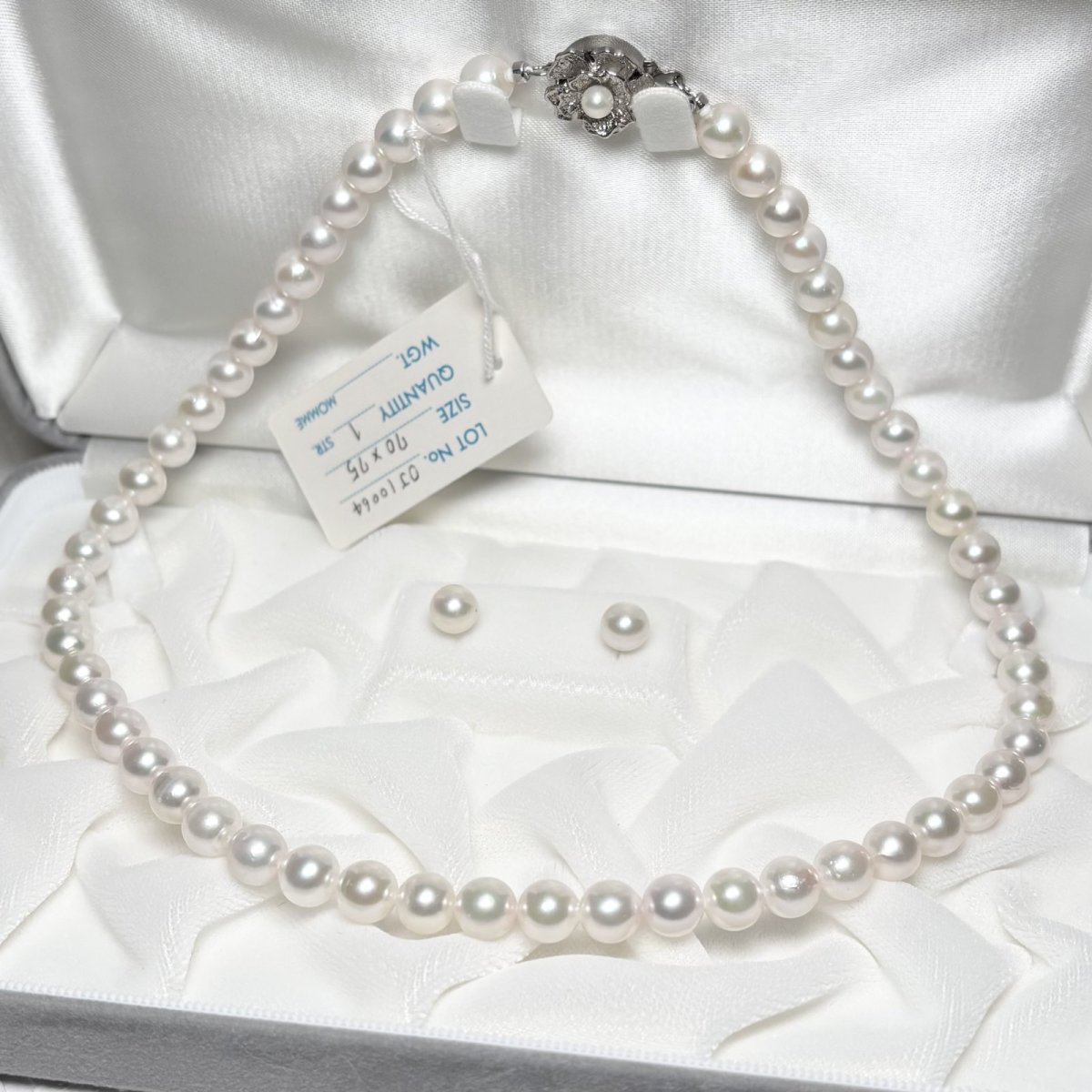 アコヤ真珠 パールネックレスセット(イヤリング/ピアス)  7-7.5mm ホワイト 45cm