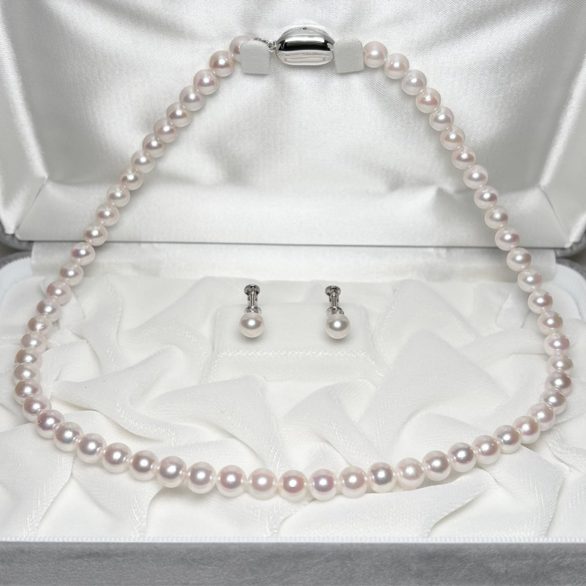 アコヤ真珠 パールネックレスセット(イヤリング/ピアス) 6.5-7mm ホワイト 42cm