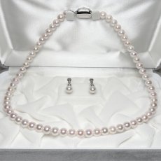 アコヤ真珠 パールネックレスセット(イヤリング/ピアス) 6.5-7mm ホワイト 42cm