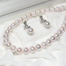 アコヤ真珠 パールネックレスセット(イヤリング/ピアス) 6.5-7mm ホワイト 42cm