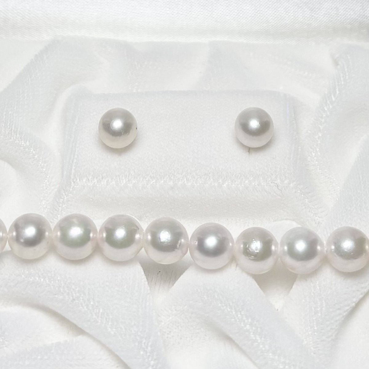 アコヤ真珠 パールネックレスセット(イヤリング/ピアス)  7-7.5mm ホワイト 45cm