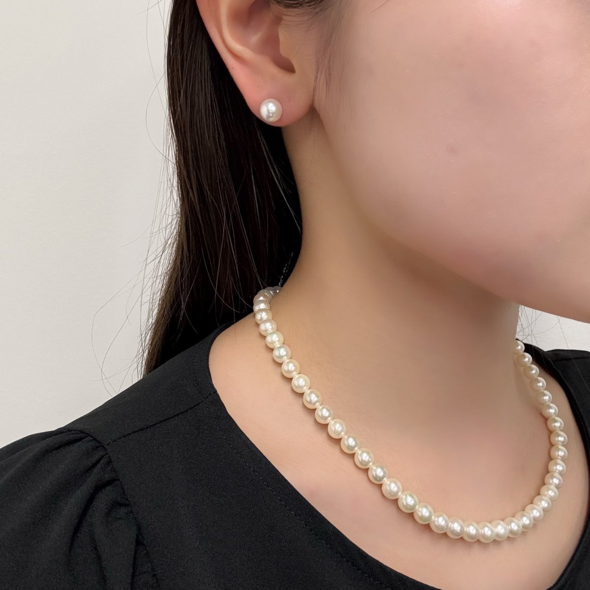 画像2: アコヤ真珠 パールネックレスセット(イヤリング/ピアス)  7.0-7.5mm ホワイト 42cm SV750 PT900 GIA宝石鑑定士保証書 パールクロス付　 (2)
