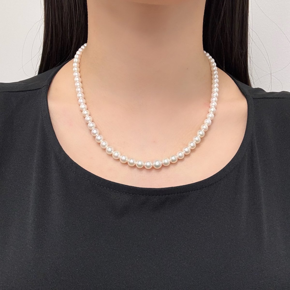 画像6: アコヤ真珠 パールネックレス グラデーション 5-7.5mm ホワイト 約45cm  GIA宝石鑑定士保証書 (6)