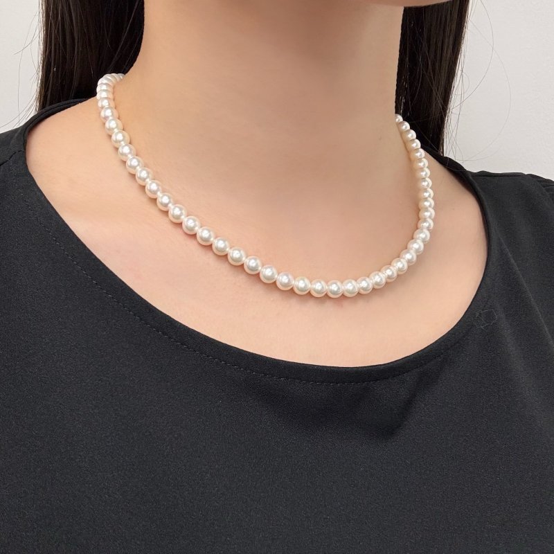 アコヤ真珠 パールネックレス 6-6.5mm ホワイト ラウンド 約42cm GIA