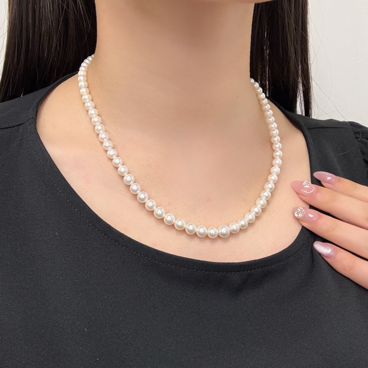 画像2: アコヤ真珠 パールネックレス グラデーション 5-7.5mm ホワイト 約45cm  GIA宝石鑑定士保証書 (2)