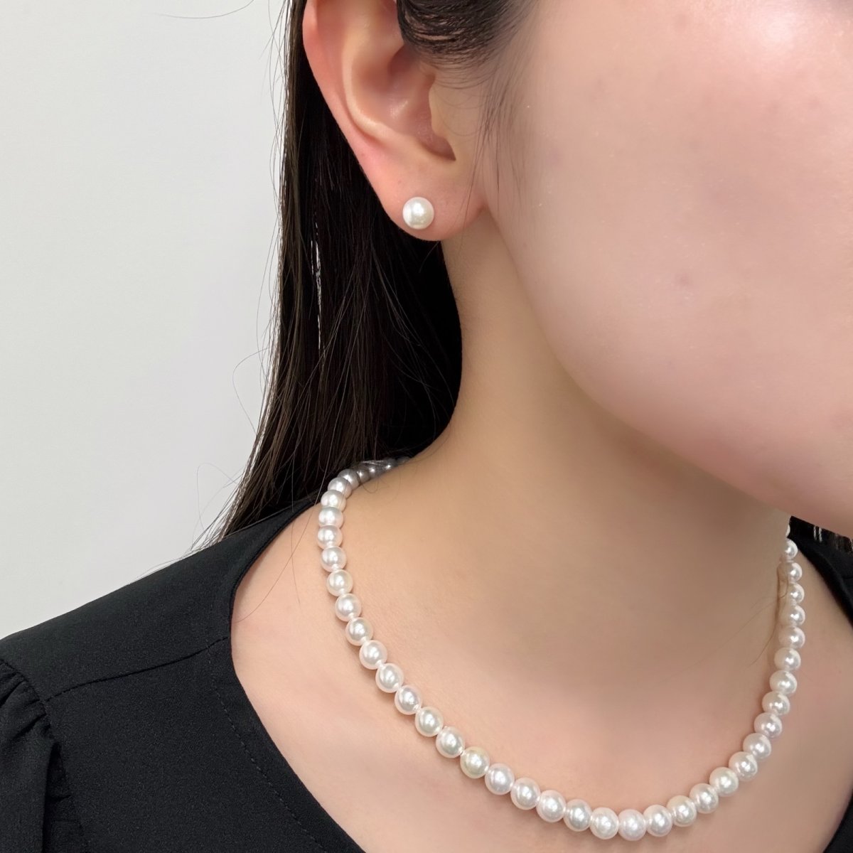 画像1: アコヤ真珠 パールネックレスセット(イヤリング/ピアス)  7.0-7.5mm ホワイト 42cm SV750 PT900 GIA宝石鑑定士保証書 パールクロス付　 (1)
