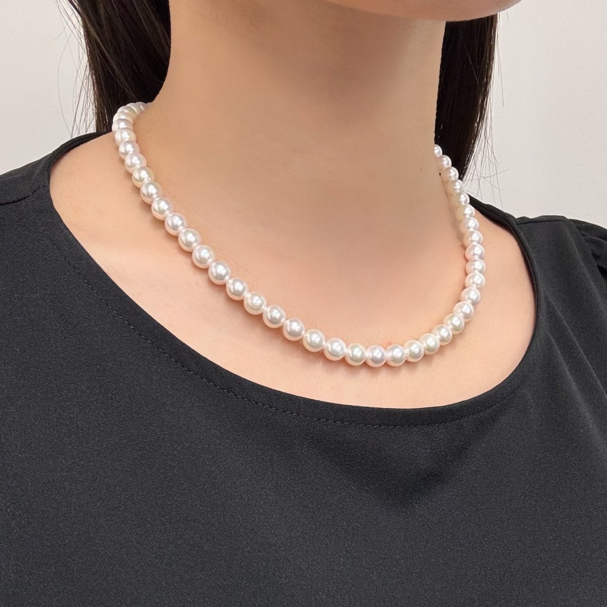 画像6: アコヤ真珠 パールネックレスセット(イヤリング/ピアス)  7.0-7.5mm ホワイト 42cm SV750 PT900 GIA宝石鑑定士保証書 パールクロス付　 (6)