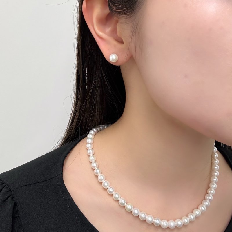 アコヤ真珠 パールピアス イヤリング 7-7.5mm ホワイト ラウンド