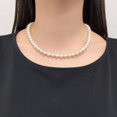 アコヤ真珠 パールネックレスセット(ピアス/イヤリング) 7.5-8.0mm ホワイト 42cｍ 