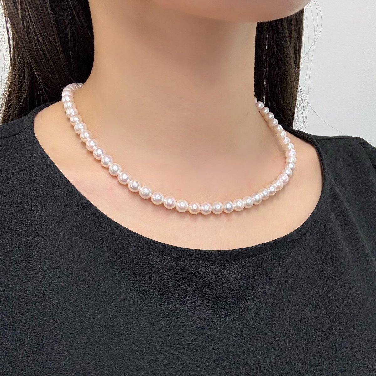 画像6: アコヤ真珠 パールネックレスセット(イヤリング/ピアス) 6.5-7mm ホワイト 42cm SV750 PT900 GIA宝石鑑定士保証書 パールクロス付　 (6)