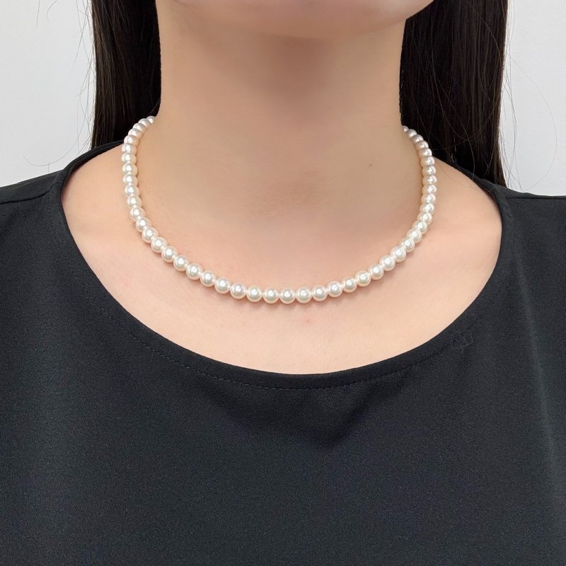 アコヤ真珠 パールネックレス 6-6.5mm ホワイト ラウンド 約42cm GIA