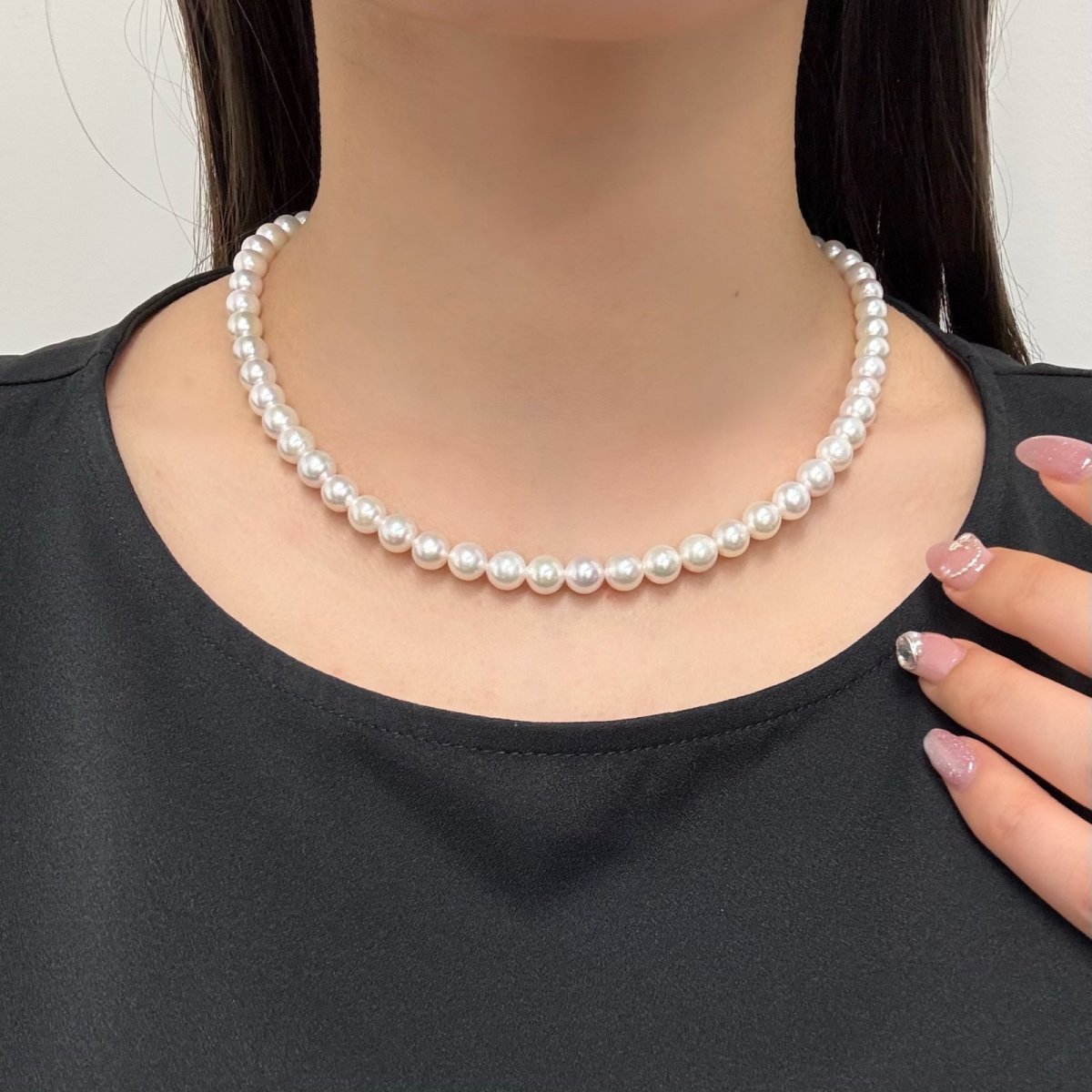 画像7: アコヤ真珠 パールネックレスセット(イヤリング/ピアス)  7.0-7.5mm ホワイト 42cm SV750 PT900 GIA宝石鑑定士保証書 パールクロス付　 (7)