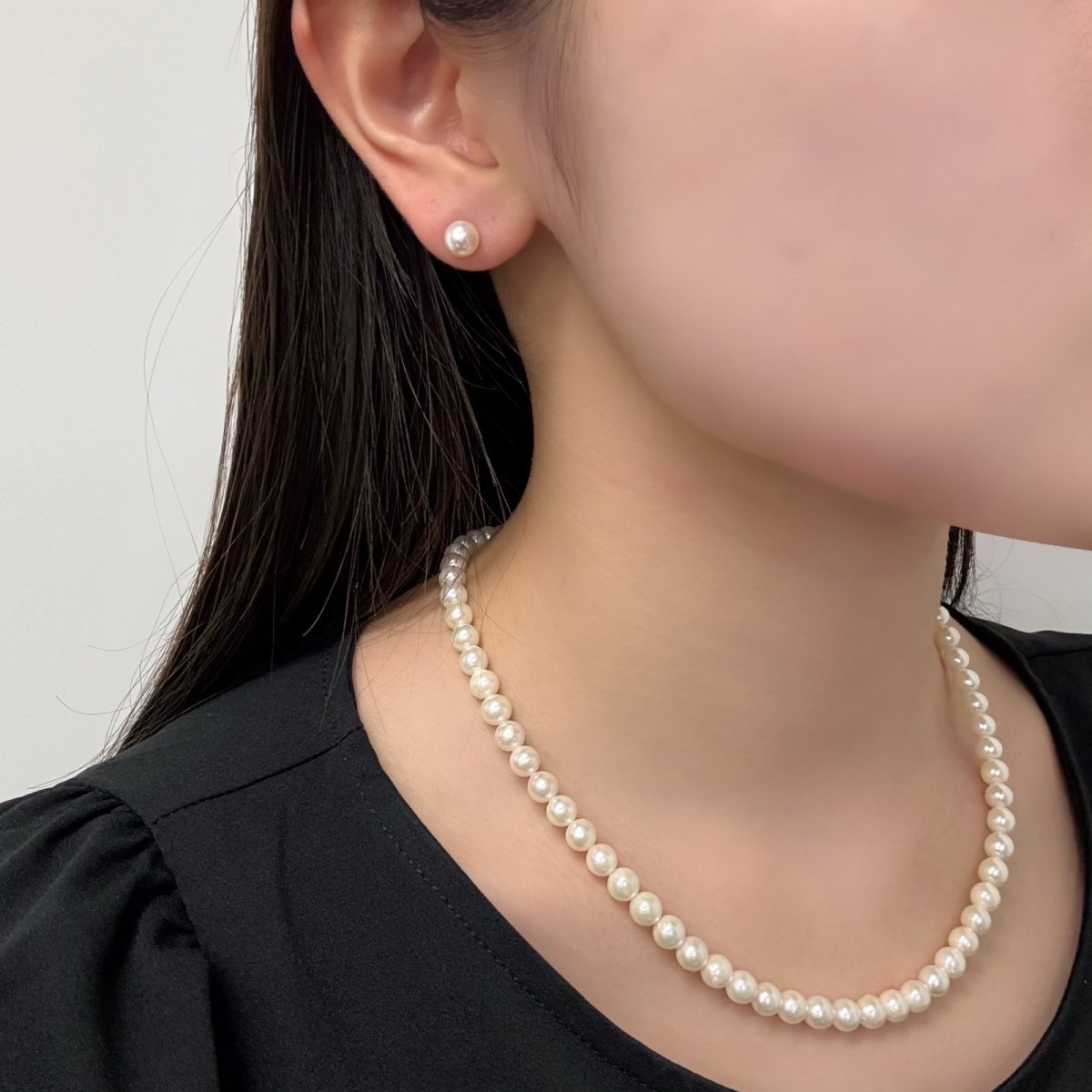 画像2: アコヤ真珠 パールネックレスセット(イヤリング/ピアス) 6.0-6.5mm ホワイト 45cm SV750 PT900 GIA宝石鑑定士保証書 パールクロス付　 (2)