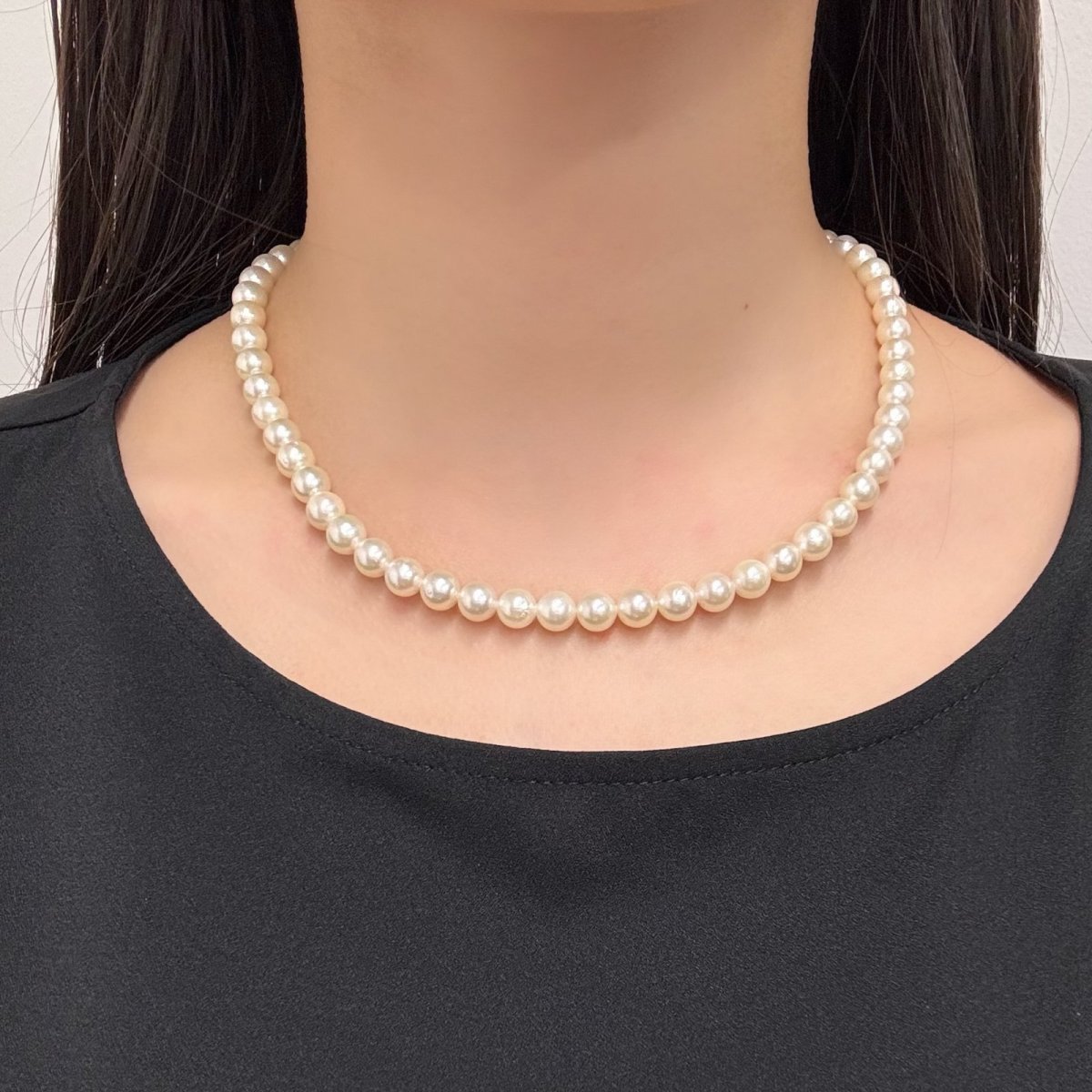 画像6: アコヤ真珠 パールネックレスセット(イヤリング/ピアス)  7.0-7.5mm ホワイト 42cm SV750 PT900 GIA宝石鑑定士保証書 パールクロス付　 (6)