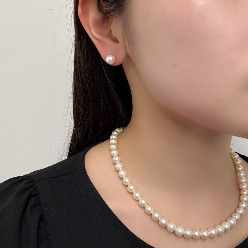 アコヤ真珠 パールピアス イヤリング 7.5-8mm ホワイト ラウンド