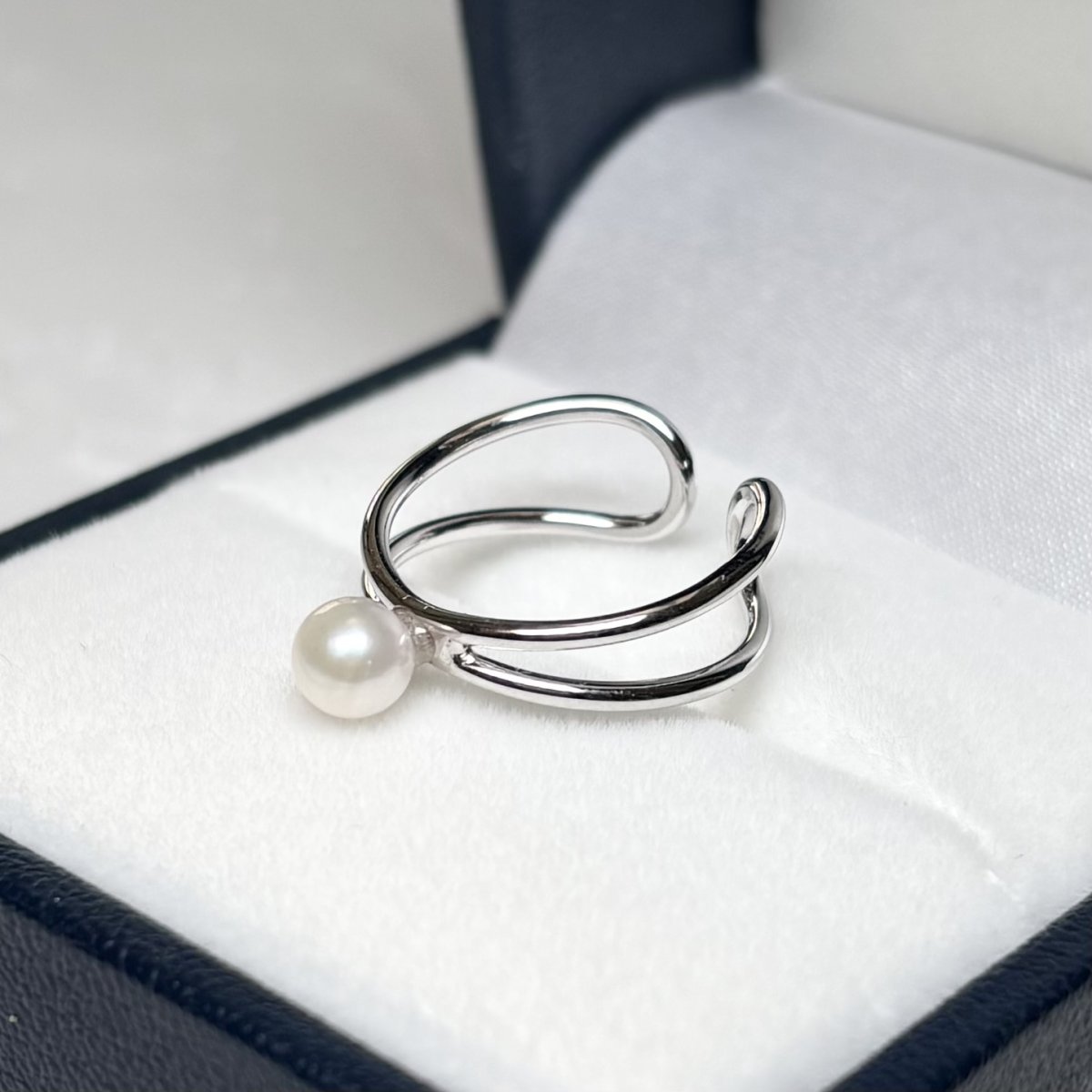 アコヤ真珠 パールイヤーカフ 4.5-5.0mm ホワイト  ラウンド シルバー製 SV925 片耳  