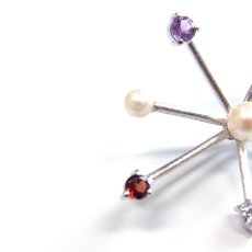 画像4: [現品のみ] アコヤ真珠 シルバー製パールブローチ カラーストーン (4)