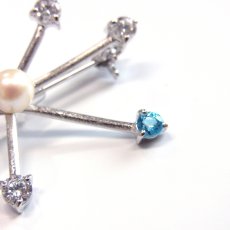 画像3: [現品のみ] アコヤ真珠 シルバー製パールブローチ カラーストーン (3)