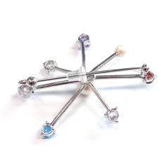 画像5: [現品のみ] アコヤ真珠 シルバー製パールブローチ カラーストーン (5)