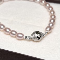 画像5: 1点物 淡水真珠 パールブレスレット 5-6ｍｍ ナチュラルピンク ライス ブラス マグネットクラスプ 18cm　 (5)