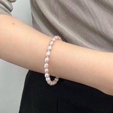 画像6: 1点物 淡水真珠 パールブレスレット 5-6ｍｍ ナチュラルピンク ライス ブラス マグネットクラスプ 18cm　 (6)