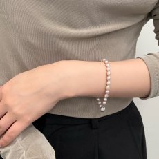 画像7: 1点物 淡水真珠 パールブレスレット 5-6ｍｍ ナチュラルピンク ライス ブラス マグネットクラスプ 18cm　 (7)