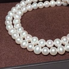 画像3: 淡水真珠 パールネックレス 6-7mm ホワイト オフラウンド 42cm ブラス製 サージカルステンレス  (3)