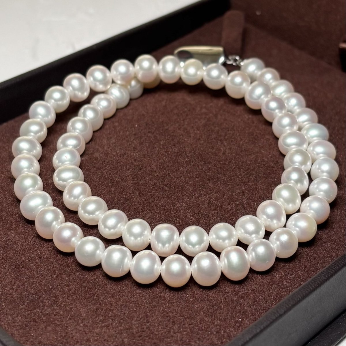 画像2: 淡水真珠 パールネックレス 6-7mm ホワイト オフラウンド 42cm ブラス製 サージカルステンレス  (2)