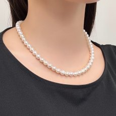 画像5: 淡水真珠 パールネックレス 6-7mm ホワイト オフラウンド 42cm ブラス製 サージカルステンレス  (5)