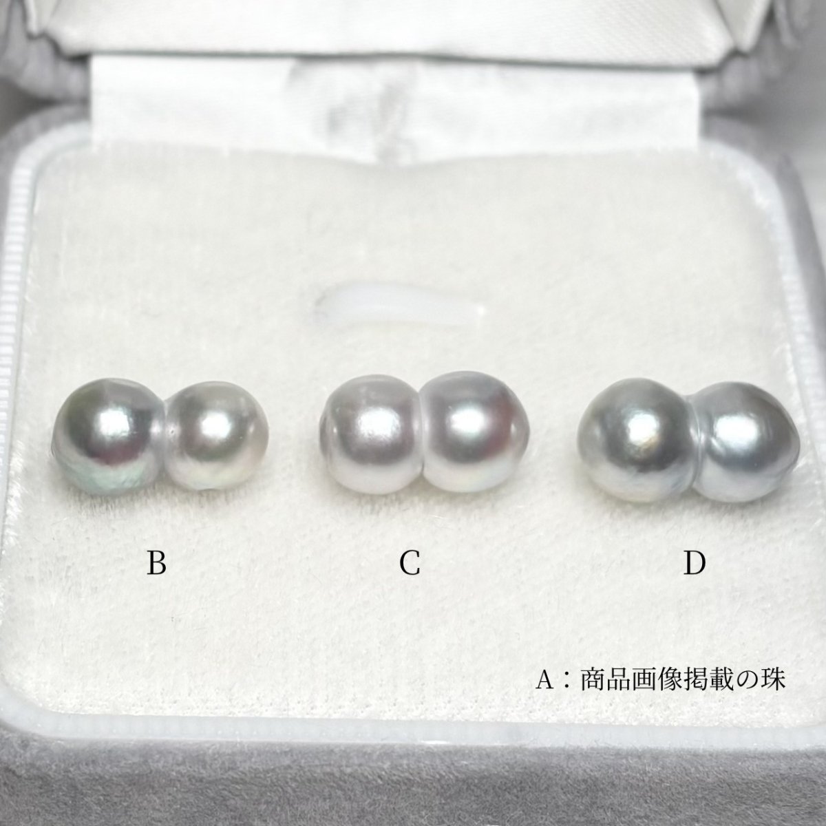 画像5: アコヤ真珠 ツインパール ピンブローチ タイタック ネクタイピン付き有り 7-8mm ナチュラルグレー 無調色 ユニセックス (5)